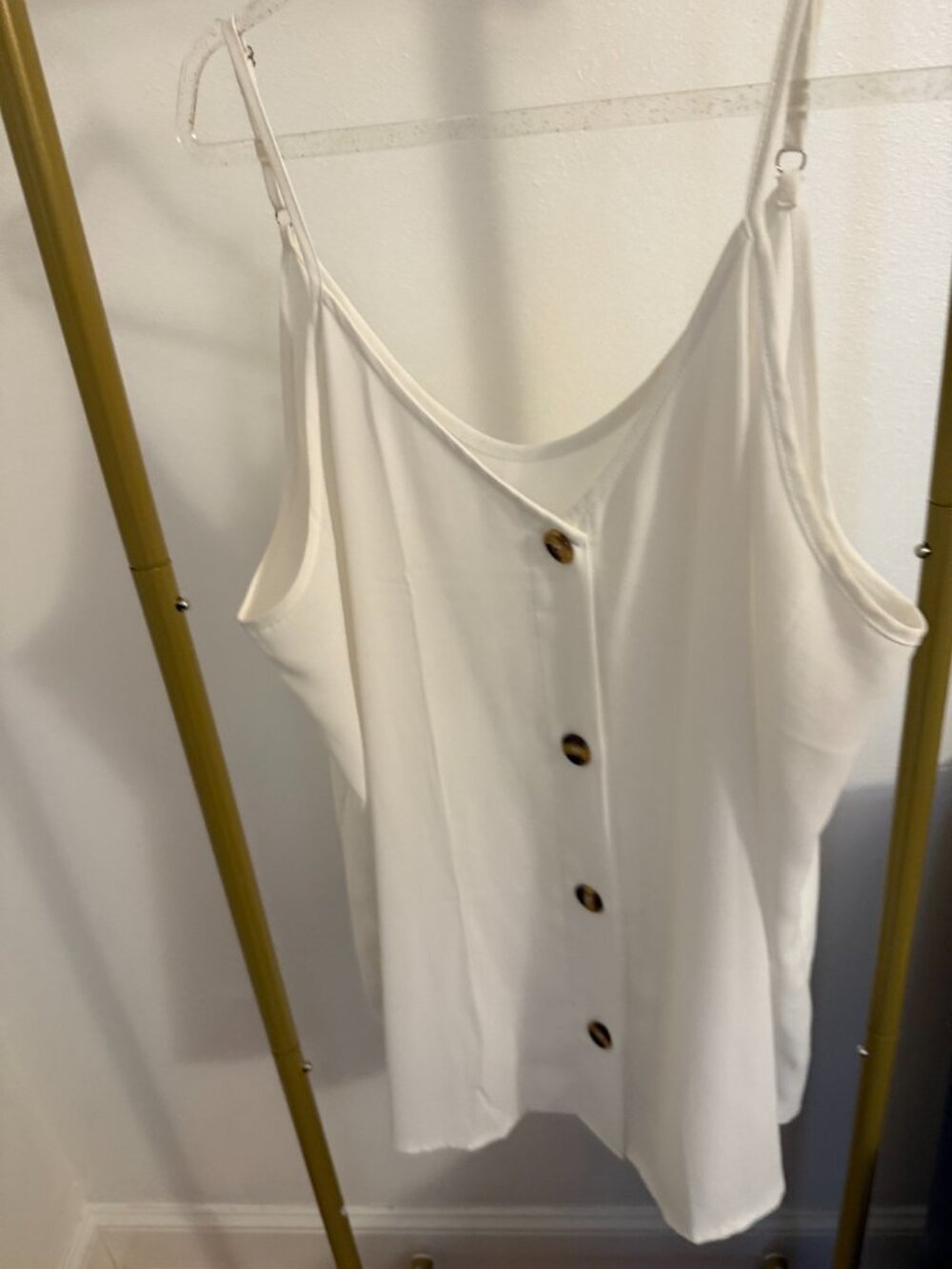 White Button Front Cami Tank Top Adjustable Straps Plus Size 2XL
